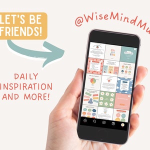 May include: A smartphone displaying a social media feed with colourful graphics and text. The text on the screen includes "You Got This" and "Wise Mind Mum". The phone is being held by a hand.