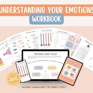 Understanding Your Emotions Journal Printable Workbook Feelings Wheel Emotion Regulation