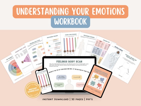 Understanding Your Emotions Journal Printable Workbook Feelings Wheel Emotion Regulation