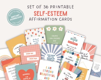 self esteem flash cards printable affirmation deck self confidence statements daily positivity encouragement cards
