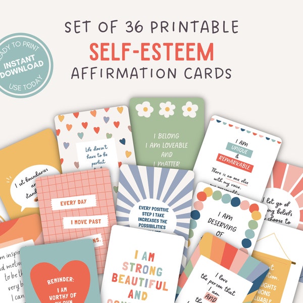 self esteem flash cards printable affirmation deck self confidence statements daily positivity encouragement cards