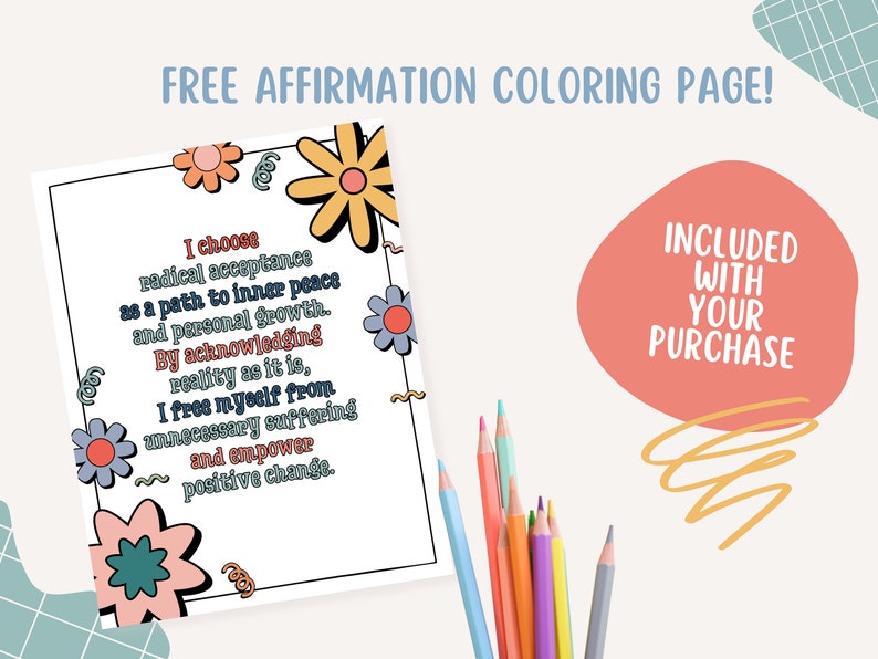 DBT Radical Acceptance Coloring Page: Mental Health Therapy Tool ...