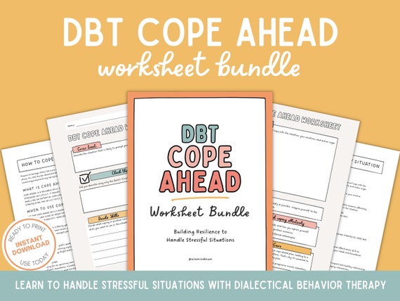 DBT Cope Ahead Skill Worksheet Bundle Instant Download Emotional Regulation Coping Strategies Printable PDF Therapy Tool