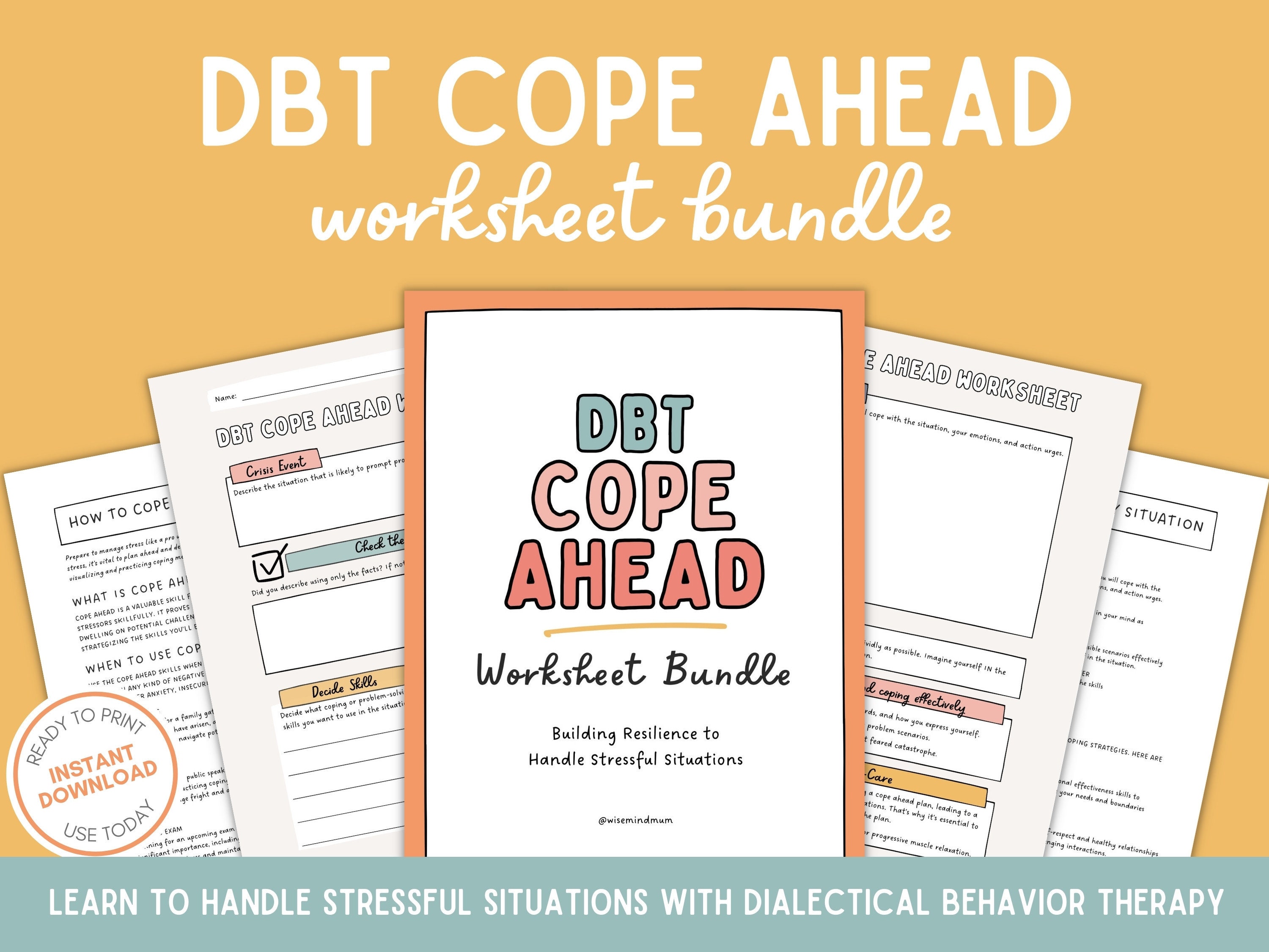 DBT Cope Ahead Skill Worksheet Bundle Instant Download Emotional DBT Cope Ahead Skill Worksheet Bundle Instant Download Emotional