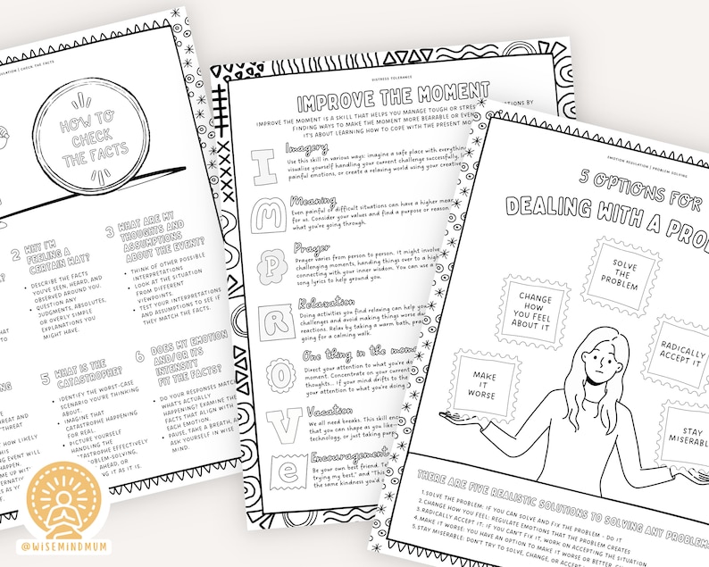 DBT Skills Coloring Book, Dialectical Behavior Therapy, DBT Bundle ...