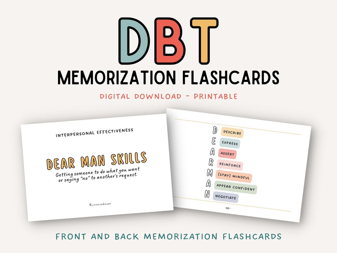 DBT Skills Flashcards Memorization Deck Coping Skills Mental Health