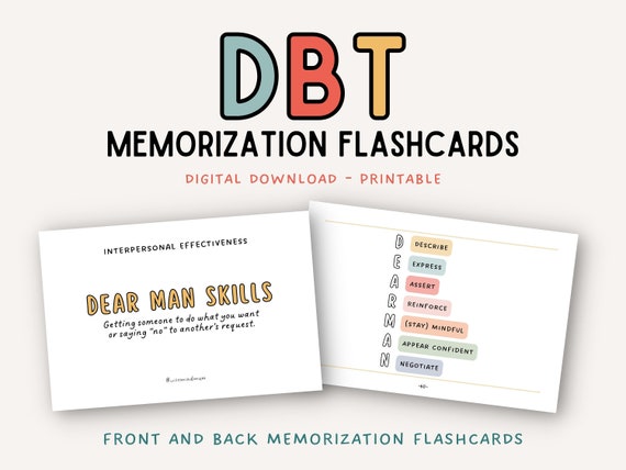 DBT Skills Flashcards Memorization Deck Coping Skills Mental Health Therapy Tools