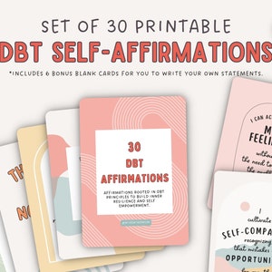 DBT Affirmations, Mindfulness Cards, CBT Therapy, Mental Health ...