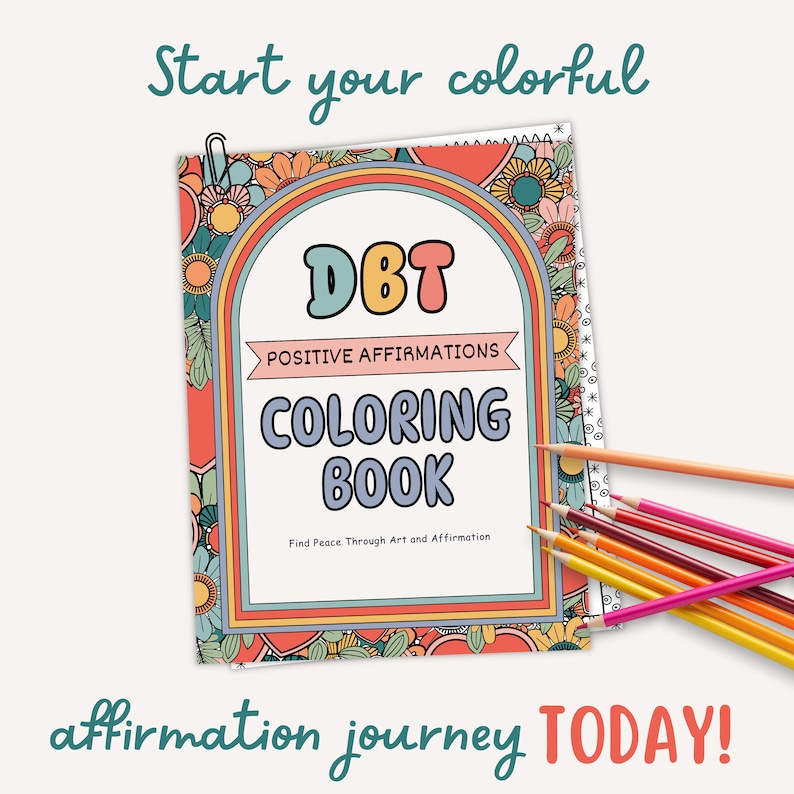 DBT Therapy Positive Affirmation Coloring Book Printable Digital ...