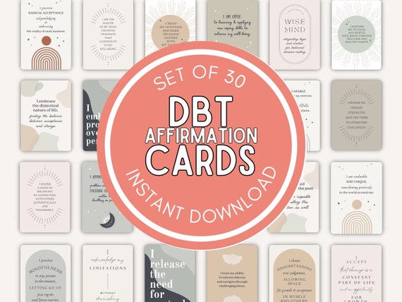 DBT Affirmations Flash Cards Printable Affirmation Deck Daily Positive Encouragement Quotes