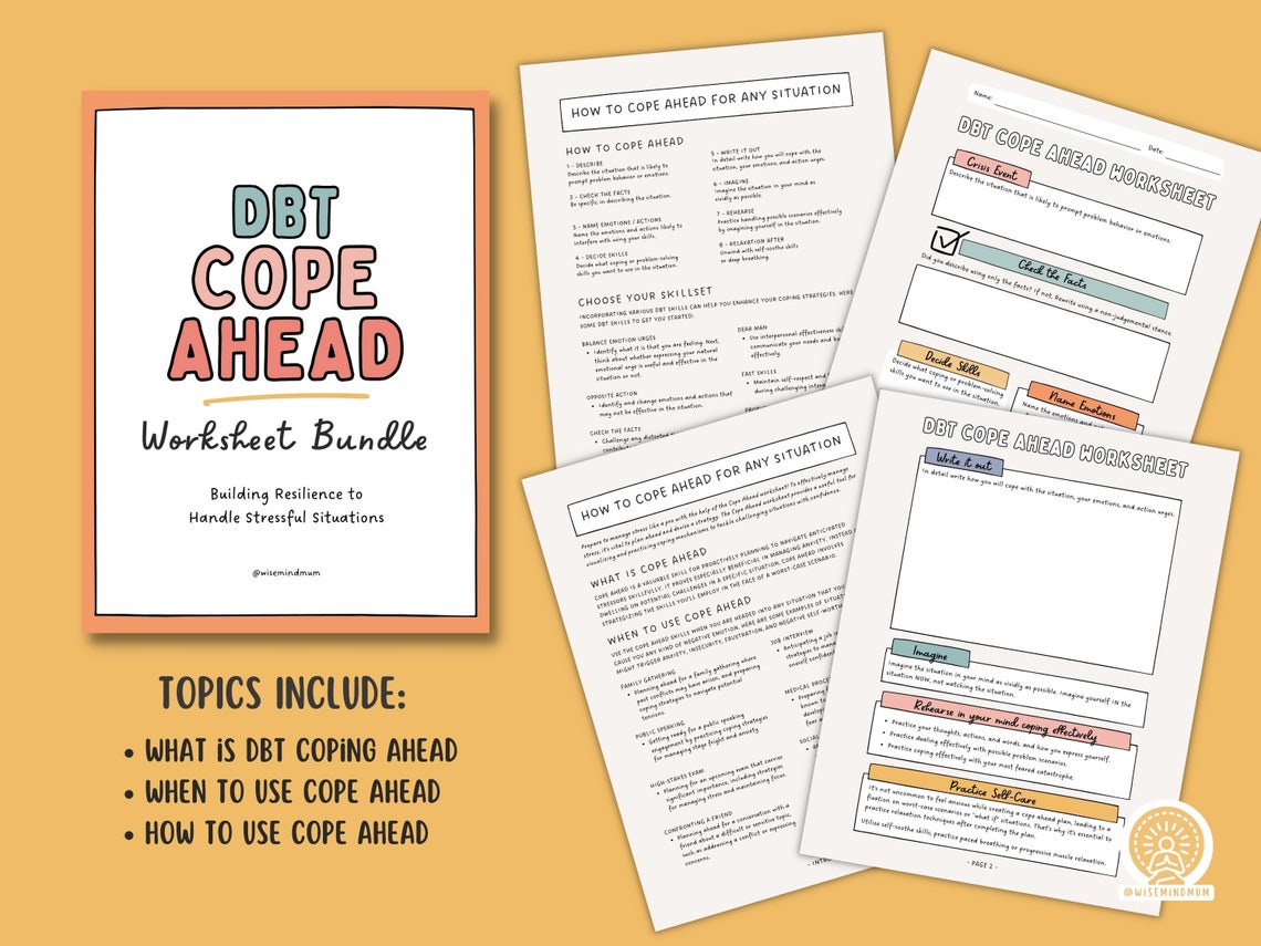DBT Cope Ahead Skill Worksheet Bundle Instant Download Emotional DBT Cope Ahead Skill Worksheet Bundle Instant Download Emotional