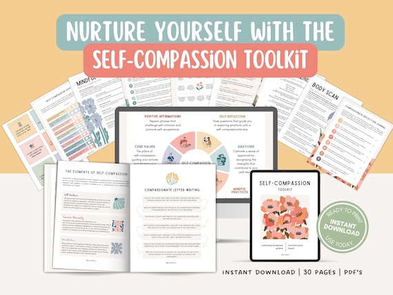 self compassion workbook | digital printable | self care journal | inner child healing | trauma therapy | anxiety relief