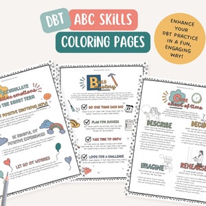 ABC DBT Skills, therapist office, mental health coloring page, BPD, mindfulness, therapy tools
