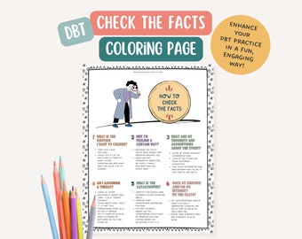 DBT Check The Facts Coloring Page: Mental Health Therapy Tool (PDF)