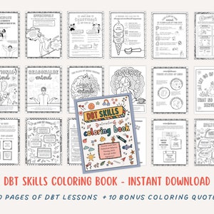 DBT Skills Coloring Book Dialectical Behavior Therapy Worksheet Bundle ...