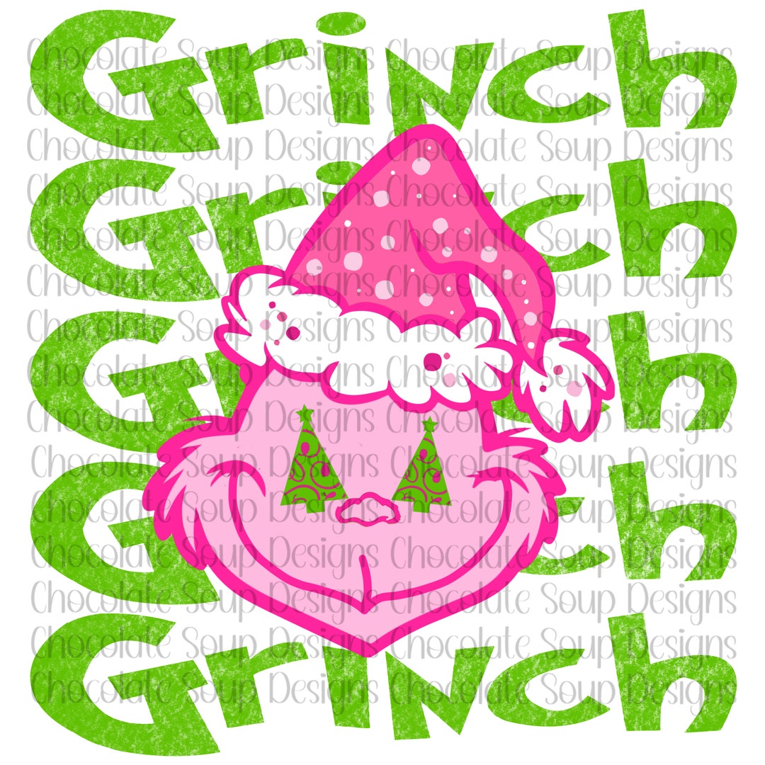 Grinch Face Preppy PNG Grinch Pink Green Preppy Christmas Grinch Png Il 1080xN.5193623414 P69y