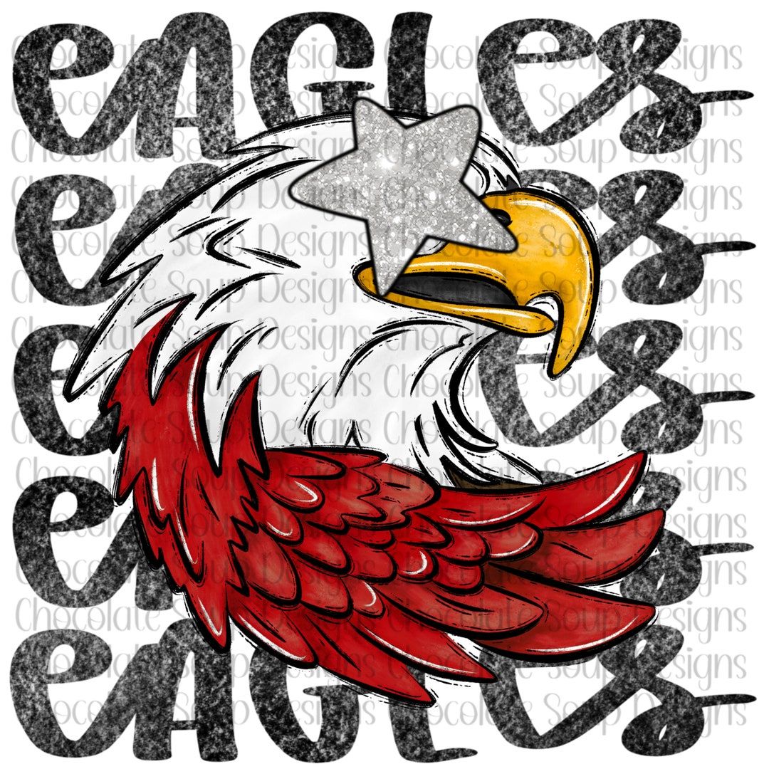 Eagles Preppy Mascot PNG Eagles Red White Silver Preppy Mascot Eagles