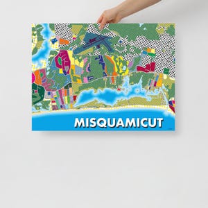 Mappa del manifesto della famosa spiaggia di Misquamicut