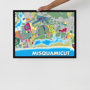 Mappa con poster incorniciato della famosa spiaggia di Misquamicut
