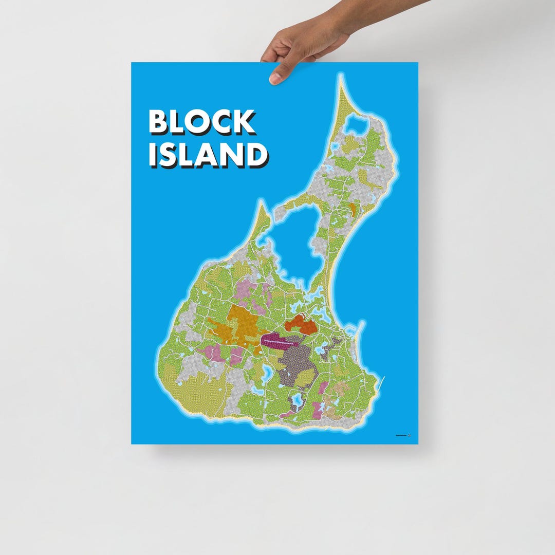 Poster Map of the Gem of the Atlanic - Block Island - Etsy