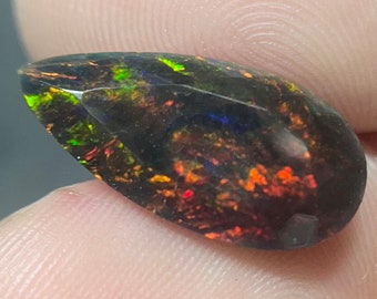 2.7 cts Smoked Ethiopian Welo Opal with Chaff Pattern Strong Fire for Jewelry Making | Loose Opal Stone | October Birthstone | EPO-315