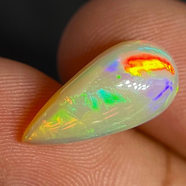 3.2 Cts- Chaff Pattern Rainbow Fire Ethiopian Welo Opal with Super Quality Texture | Affordable Gemstone | Loose Welo Opal | EPO-270