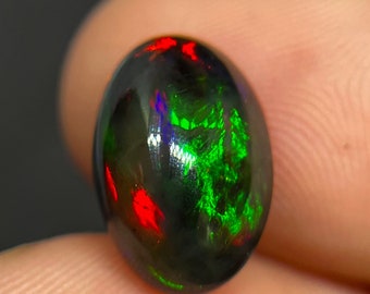 Splendid 3 Cts Black Ethiopian Opal with Strong Flashy Fire and Great Texture for Jewelry Making | October Birthstone | EPO-128