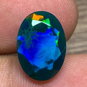 3.3cts -Bright Fire Black Opal, Black Opal, Faceted Opal, Opal, Ethiopian Welo Opal, Fire Opal, Opal Jewelry |EPO-920|14.1*10*6.3mm