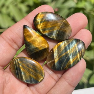 18.9g- 4pcs Tiger&#39;s Eye Lot for Jewelry Making and Wirewrapping at Wholesale Price Top Quality Gemstone Cabochons | SS-53