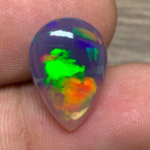 3.65cts - Black Opal Cabochon, Rainbow Fire Black Ethiopian Welo Opal, Fire Opal, Opal for Jewelry Making |EPO-831|16*11.2*4.2mm