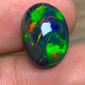 5.7ct Black Opal, Ethiopian Welo Opal, Fire Opal, Opal, Opal Jewelry, Top Quality Opal, Strong Fire Rare Opal |EPO-1331|16.7*11.9*6.5mm