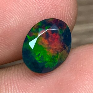 1.45cts - Black Opal, Bright Fire Black Ethiopian Welo Opal, Fire Opal, Opal for Jewelry Making, Faceted Opal |EPO-1275|10.1*7.9*4.6mm