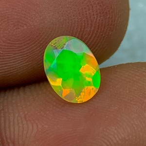 1ct - Natural Opal, Bright Fire Ethiopian Welo Opal, Fire Opal, Opal for Jewelry Making, Faceted Opal, Top Quality Opal |EPO-1254|8.6*4.4*mm