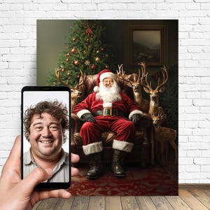Benutzerdefinierte personalisierte Weihnachtsmann Porträt-Weihnachtsmann Geschenk-Weihnachtsgeschenk-Personalisierte Weihnachtsmann Drucke-Benutzerdefinierte Weihnachts Leinwand Geschenke
