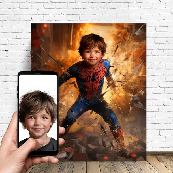 Custom Superhero Portrait - Custom Superhero Gift - Personalized Portrait - Canvas Print From Photo - Superhero Birthday