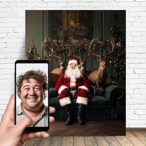 Retrato personalizado do Papai Noel - Presente do Papai Noel - Presente de Natal - Impressões personalizadas do Papai Noel - Presentes de Natal em tela personalizados