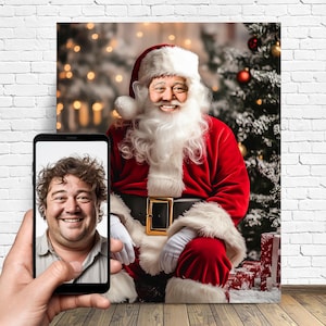 Retrato personalizado de Papá Noel - Regalo de Papá Noel - Regalo de Navidad - Impresiones personalizadas de Papá Noel - Regalos de lienzo navideños personalizados