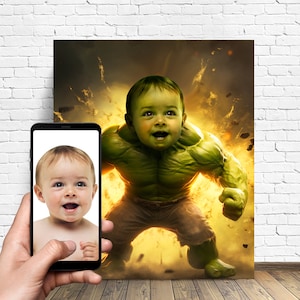 Superhero Kid Portrait-Custom Superhero Portrait-Custom Superhero Gift-Personalized Portrait-Canvas Print Vom Foto-Superheld Geburtstag