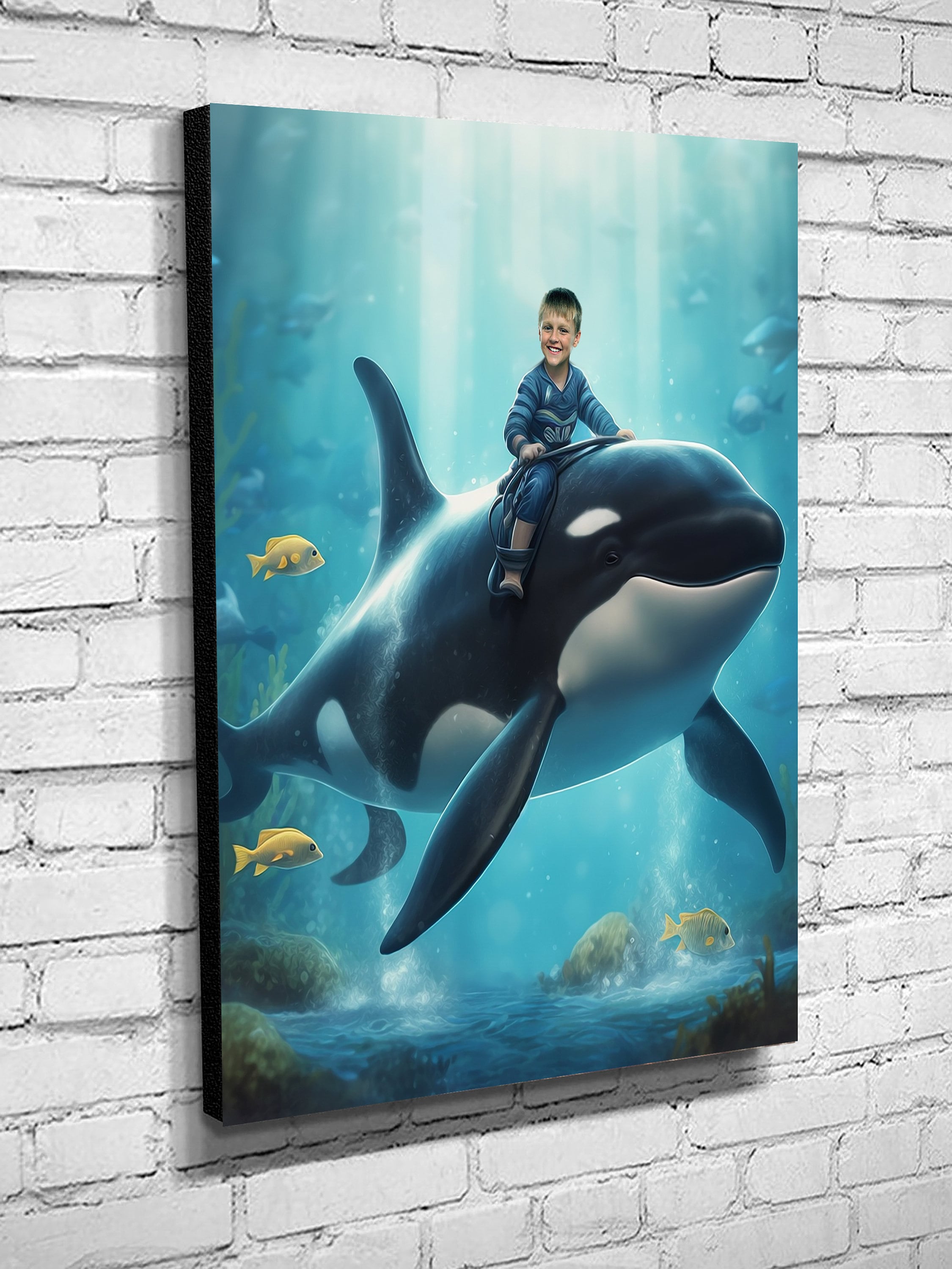 シャチに乗る子供をカスタマイズ - クジラに乗る子供 - シャチ