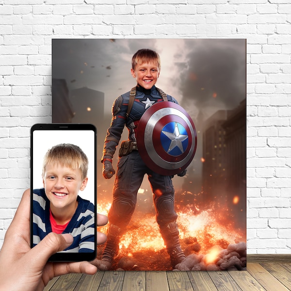 Custom Superhero Portrait - Custom Superhero Gift - Personalized Portrait - Canvas Print From Photo - Superhero Birthday