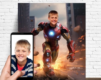 Custom Superhero Portrait - Custom Superhero Gift - Personalized Portrait - Canvas Print From Photo - Superhero Birthday