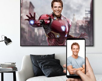 Custom Superhero Portrait - Custom Superhero Gift - Personalized Portrait - Canvas Print From Photo - Superhero Birthday