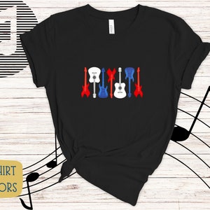 Red White Blue 7 Guitars T-Shirt Music T Shirt, Music Tee Shirt, Guitar Player Tshirt, Guitar T Shirt, Guitar Player Gift, Musician Shirt