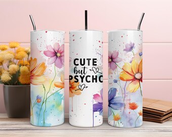 Leuke maar psycho-tumblers! Levendig digitaal sublimatieontwerp – perfect voor mokken, T-shirts, bekers en meer!