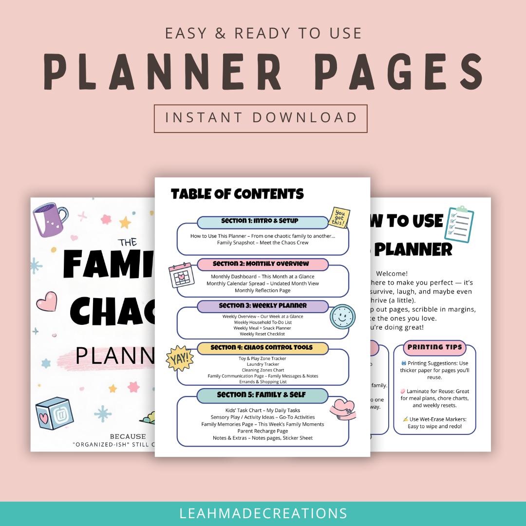 Printable Family Planner – Funny & Realistic Daily Routine Printable ...