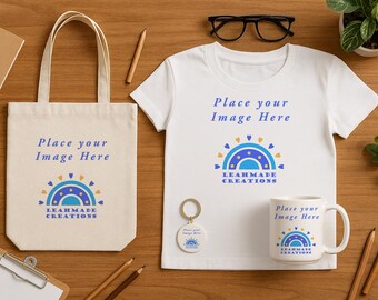 Merch Mockup PSD Bundle: Tote Bag, T-Shirt, Mug, Keychain (Digital Download)