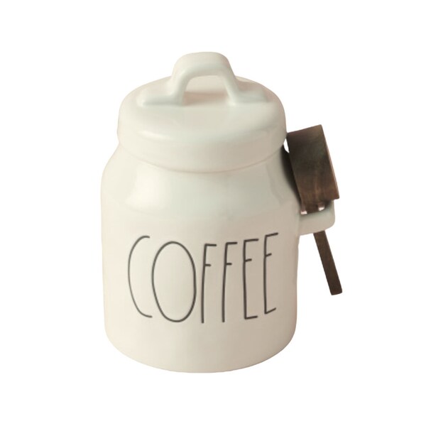 Rae Dunn COFFEE Canister with Airtight Lid and Wooden Scoop