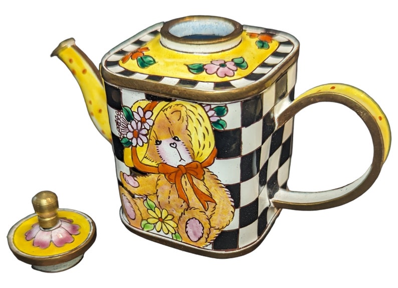 Kelvin Chen Vintage 1999 Handpainted Teddy Bear Miniature Teapot Gift