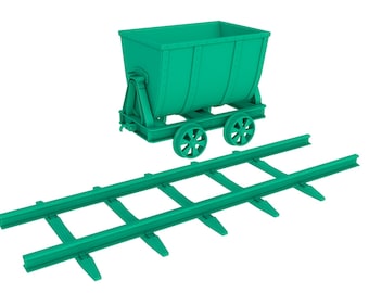 Printable Mining Cart stl file / printable stl file for 3d printers, home decoration stl, cart stl file