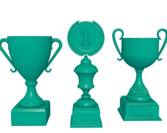 Winner Cups Set stl file / printable stl file for 3d printers, home decoration stl,  trophy stl file